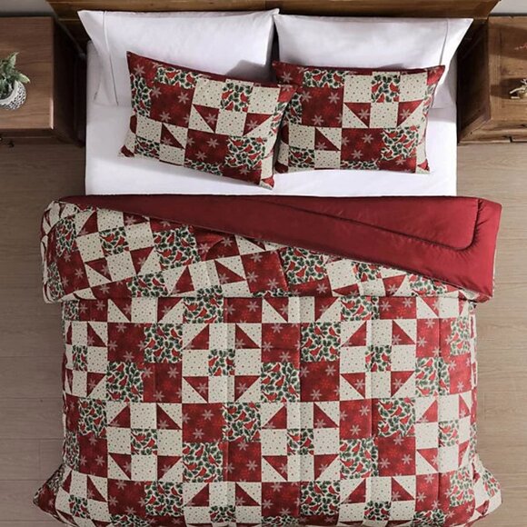 Hallmart Collectibles Cardinal Patchwork 3-Pc. Comforter Set NIP - Picture 3 of 5